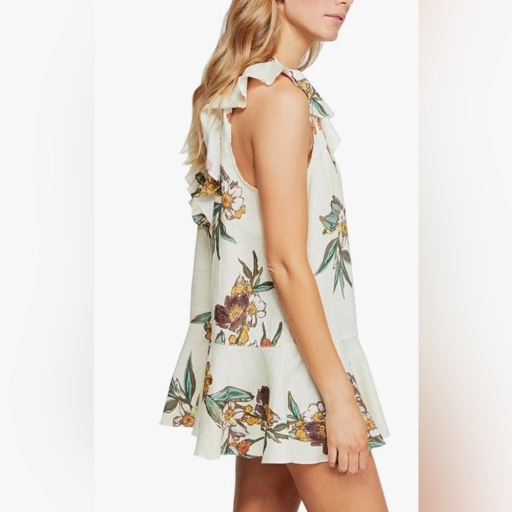 Free People Summer in Tulum white linen blend tunic top or mini sun dress medium